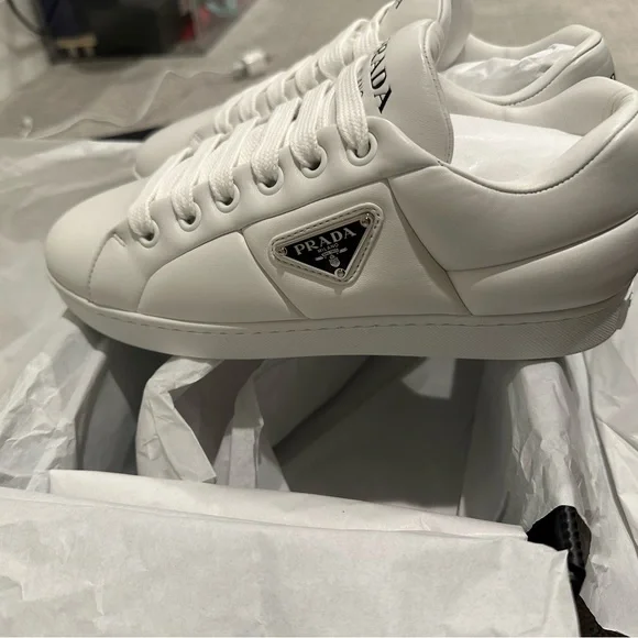 Prada Padded Nappa Leather Sneakers in White Size Women BRAND NEW